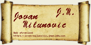 Jovan Milunović vizit kartica